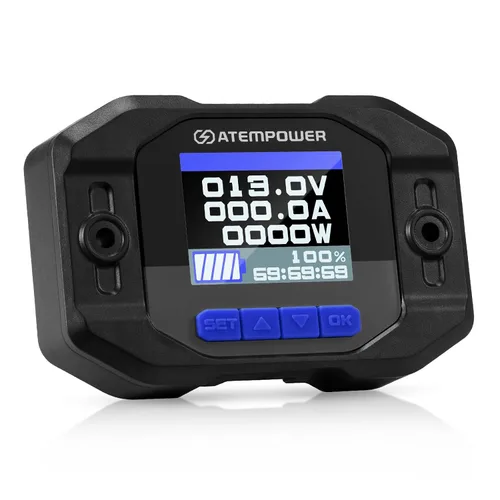 ATEM POWER Monitor de batería de 12 V 100 A con cable de derivación – Monitor de vatios de corriente en tiempo real de alto voltaje y bajo voltaje