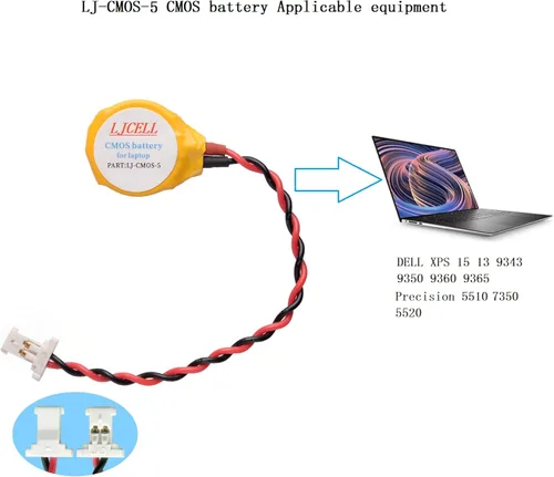 Miniatura 5 de CMOS ML1220 - Batería para DELL XPS 13 15 9343 9350 9360 9365 BIOS RTC ML1220 Batería con 2 cables y conector