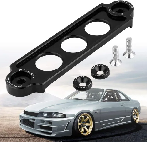 Miniatura 4 de Fydun Soporte de amarre de batería, batería de carreras de coches, soporte de sujeción de bloqueo anodizado para Honda Civic/CRX 1988-2000 (negro)