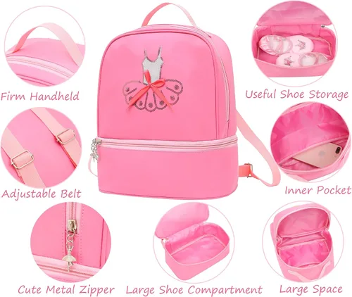 Miniatura 4 de Dorlubel Linda mochila de baile de ballet tutú vestido bolsa de baile con llavero para niñas