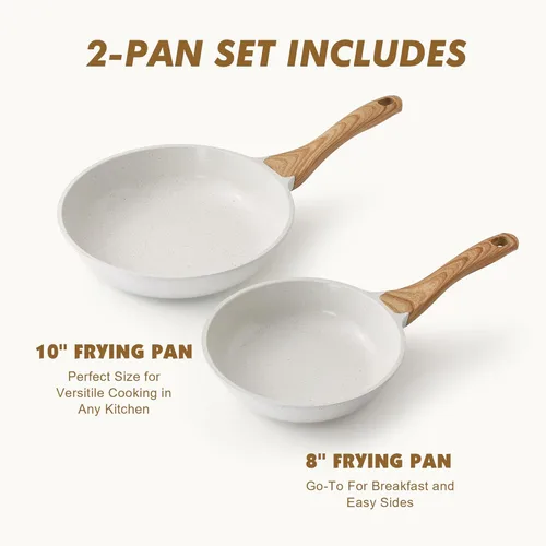 Miniatura 2 de SENSARTE Sarténes antiadherentes para saltear y freír, sartenes con recubrimiento cerámico blanco para tortilla, utensilios de cocina saludables