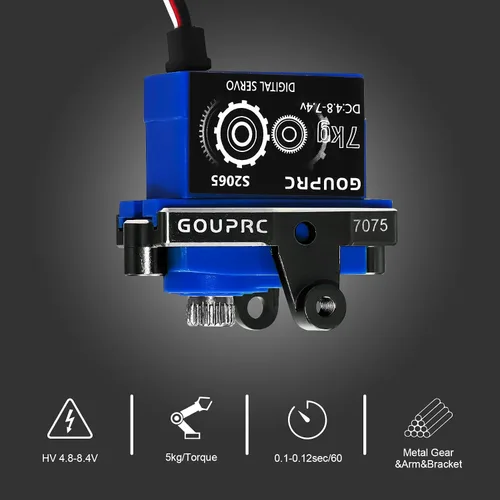 Miniatura 3 de GOUPRC 15.4 lbs 2065 Digital Micro Servo Metal Steel Gear Servo con soporte y servo bocina para 1/18 TRX4M Servo RC Car Upgrade Parts (negro)