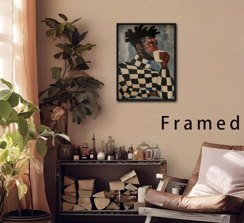 Miniatura 7 de Arte de pared enmarcado en lienzo afroamericano negro y blanco, personas abstractas, pintura, imágenes, decoración de pared, moda, moderno, hombre