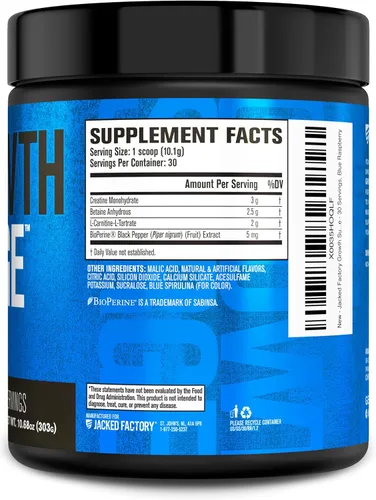 Miniatura 8 de Jacked Factory Growth Surge Creatine Post Workout con L-Carnitina - Creador muscular diario y suplemento de recuperación con monohidrato