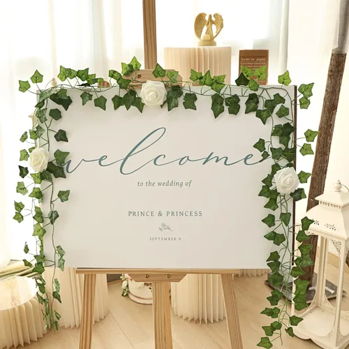 Miniatura 3 de CEWOR Paquete de 14 hojas de hiedra falsas de 98 pies, guirnalda artificial para colgar plantas verdes para dormitorio, decoración de pared, boda
