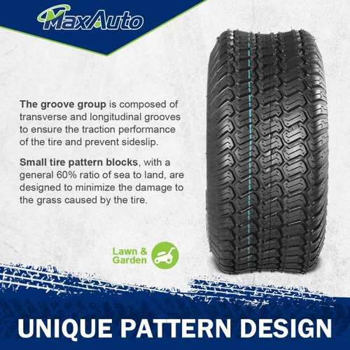 Miniatura 4 de MaxAuto 2 piezas 15x6.00-6 neumáticos delanteros para cortacésped de jardín, tractor de montar, 4PR sin cámara 15-6.00-6 neumáticos cortacésped