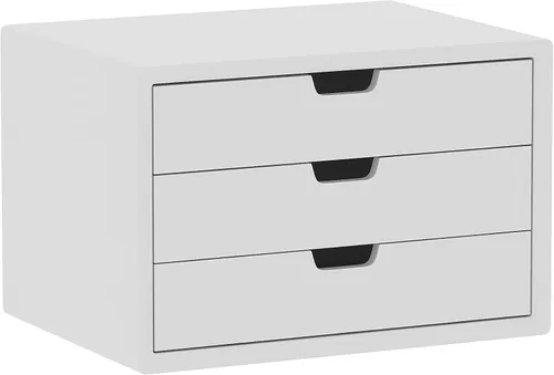 LitaEther ALEX - Organizador de escritorio con 3 cajones, elegante organizador de maquillaje cosmético de madera blanca para oficina, tocador, mesa,