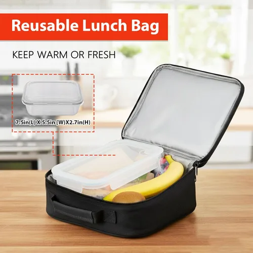 Miniatura 3 de Lonchera aislada para niños y niñas, bolsa de almuerzo para la escuela, trabajo, oficina, viajes, picnic, senderismo, playa, lonchera portátil