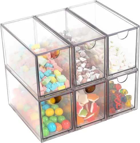 Miniatura 8 de Organizador de escritorio con cajones, cajones de almacenamiento de plástico apilables para maquillaje u organización de escritorio, armarios para A3