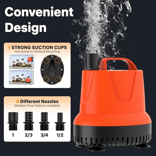 Miniatura 5 de DOKO Bomba de agua sumergible pequeña, bomba de agua para pecera de 850GPH con cable de alimentación de 6 pies y asa, bombas de estanque ultra