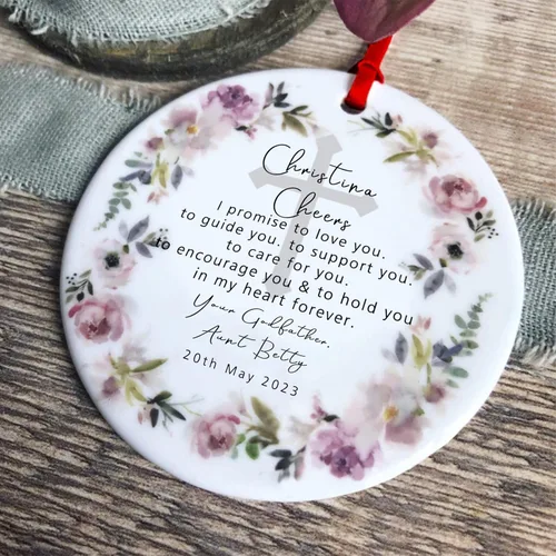 Miniatura 18 de Recuerdos personalizados de adorno de Navidad para bebé, regalos de bebé que llegan, adornos de cerámica para árbol de Navidad, adornos de primera