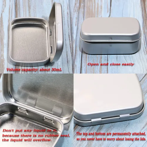 Miniatura 3 de Mini Skater Pequeña caja de almacenamiento portátil de metal, mini latas rectangulares vacías con bisagras con tapa, organizador para el hogar