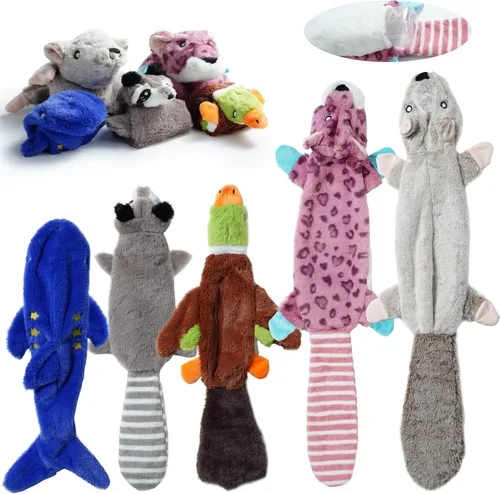 Miniatura 6 de Nocciola Juguetes chirriantes para perros, 5 juguetes de peluche arrugados para perros, juguetes para perros pequeños, medianos y grandes, juguetes