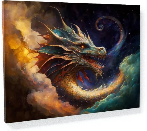 Miniatura 25 de Sense Canvas Dragon Creative 9 - Lienzo decorativo para pared, diseño de dragón para pared, póster grande para el hogar, 40 x 30 pulgadas, 0.75