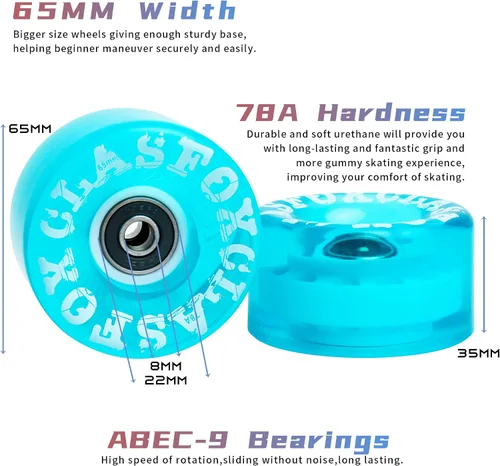 Miniatura 3 de 78A interior o al aire libre 2.559x1.378 in Quad ruedas de patines con rodamientos ABEC-9 8 PC