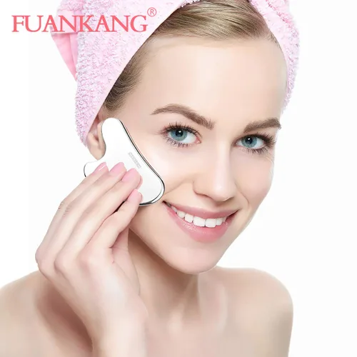Miniatura 2 de Gua Sha - Herramientas faciales con bolsa de viaje, herramienta de masaje de raspado de acero inoxidable para cara
