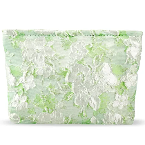 Miniatura 25 de Bolsa de maquillaje de flores para mujer, bonita bolsa de maquillaje para bolso, bolsa de cosméticos con cremallera, bolsa de cosméticos de lona