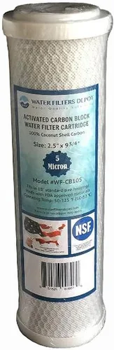 Miniatura 3 de WFD, WF-CB105 Cartucho de filtro de agua de bloque de carbón activado de 2.5 pulgadas x 9-3/4 pulgadas, cabe en carcasas de tamaño estándar de 10