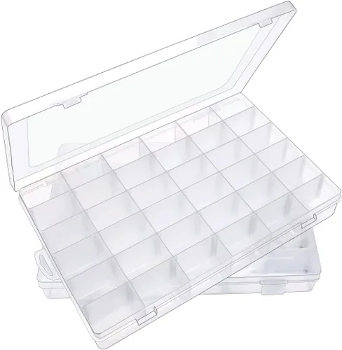 Miniatura 18 de IOOLEEM Caja organizadora de cuentas de plástico de 15 rejillas, caja de almacenamiento de contenedores, divisores para artes y manualidades