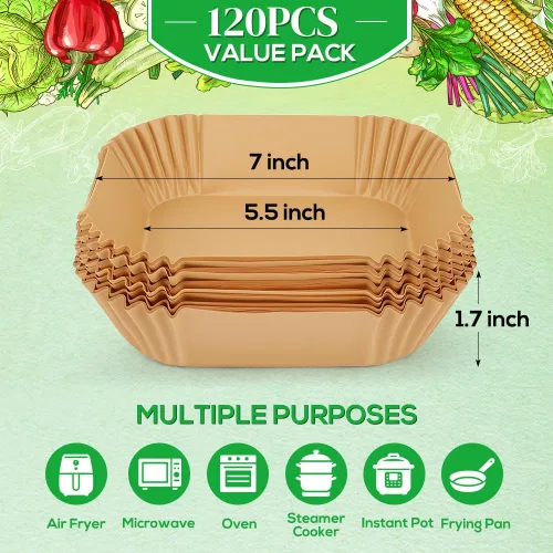 Miniatura 2 de BYKITCHEN Forros pequeños para freidora de aire de 1 a 3 cuartos de galón, hoja de papel pergamino mini freidora de aire de 5.5 pulgadas, compatible