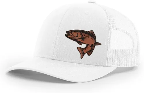 Miniatura 61 de Sombrero de pesca de trucha con parche de cuero grabado láser Richardson 112 Snapback Trucker Cap