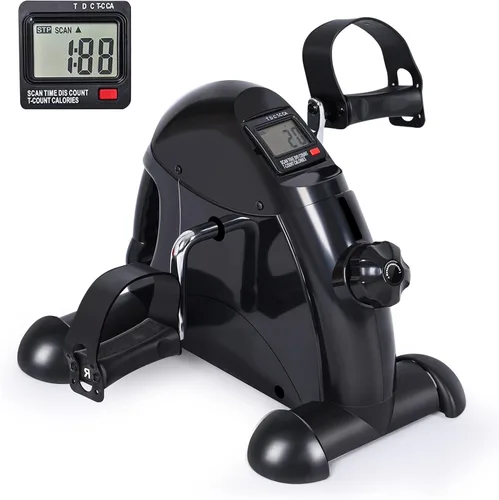 Miniatura 8 de FEIERDUN Mini bicicleta de ejercicio, ejercitador de pedal de bicicleta debajo del escritorio para ejercicio de brazos/piernas, ciclo de escritorio