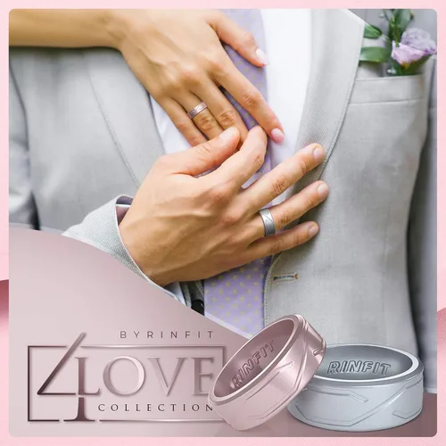 Miniatura 8 de Anillo de boda de silicona para hombres y mujeres paquete de 4 5 anillas diseño de anillos de goma de silicona cómodo y duradero juego a juego