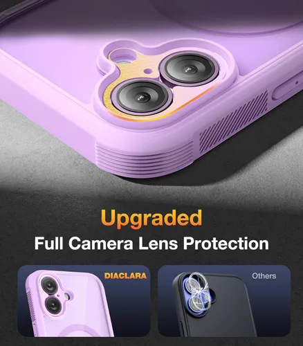 Miniatura 145 de Diaclara Funda diseñada para iPhone 16, mejorada [protección completa de la cámara], carcasa resistente de cuerpo completo con protector de pantalla