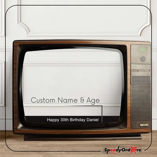 Miniatura 6 de Juego de TV retro personalizado con soporte para fotos de 36 x 24, 48 x 36; Televisión de redes sociales personalizada, pantalla de telly