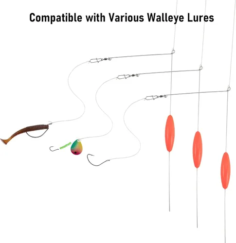 Miniatura 7 de Dr.Fish Paquete de 4 gorilas inferiores para plataformas de lucioperca, plomos de pesca de arrastre con alambre de acero inoxidable, pesca en agua