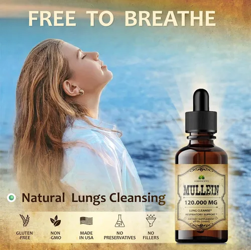 Miniatura 3 de HERBALICIOUS Gotas de gordolobo para pulmones – Suplemento orgánico de limpieza pulmonar con extracto de hoja de gordolobo (Verbascum Thapsus)