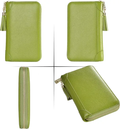 Miniatura 6 de Easyoulife - Monedero de cuero con cremallera, billetera portatarjetas para mujer, bloqueo RFID
