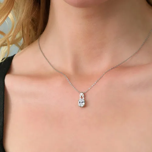 Miniatura 131 de Gem Stone King Collar de plata de ley 925 con piedra natal ovalada de 0.354 x 0.276 in Collar con colgante solitario para mujer Con cadena
