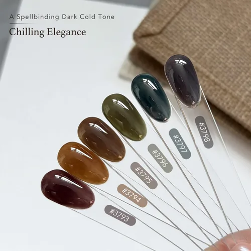 Miniatura 3 de GAOY Esmalte de uñas en gel oscuro de 6 colores gelatina lechosa marrón verde negro, kit de esmalte en gel para manicura de salón y nail art