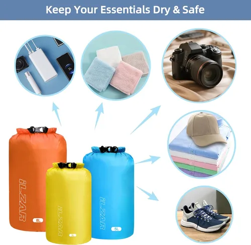 Miniatura 3 de 6 bolsas secas impermeables, bolsas secas ligeras para kayak, impermeables, bolsa impermeable al aire libre para kayak, senderismo, canotaje