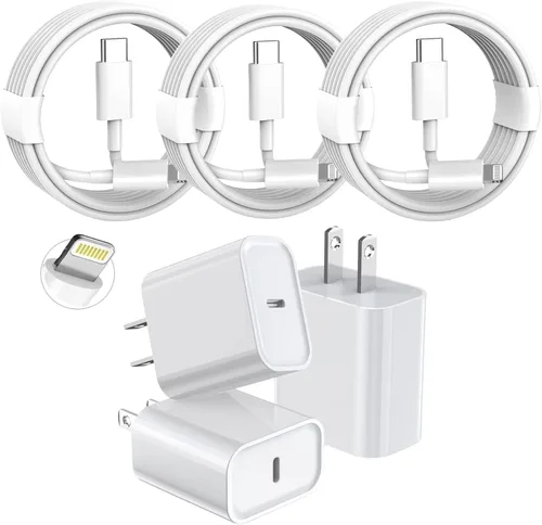Miniatura 9 de Cargador rápido para iPhone de carga rápida, paquete de 3 [certificado Apple MFi] Cargador rápido para iPhone con carga rápida PD USB-C, bloques