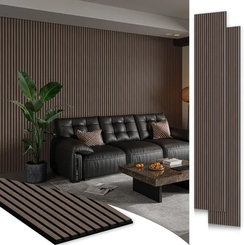 Miniatura 10 de SMARTSTANDARD 1 pieza panel de pared de madera de muestra, paneles de madera acanalada 3D para decoración de pared interior, paneles de madera Roble