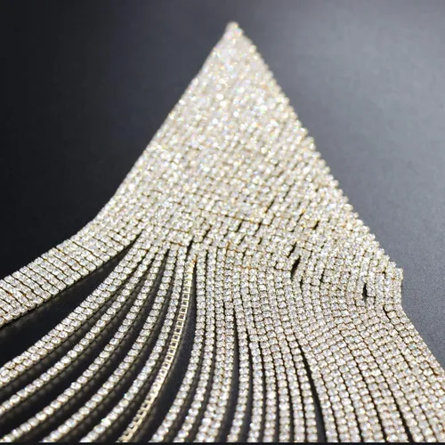 Miniatura 4 de Jerler Apliques de diamantes de imitación dorados, elegantes parches de diamantes de imitación de cristal para coser en vestido de novia, ideal