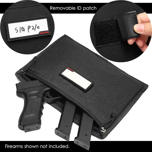 Miniatura 2 de Paquete de 3 fundas para pistola, funda suave para pistola táctica, bolsa de almacenamiento para caza, campo de tiro, deportes, 4 parches