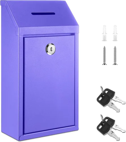 Miniatura 29 de Yaocom Caja de dinero de metal para donación de dinero para colección de soportes de granja, caja de sugerencias segura con candado montado