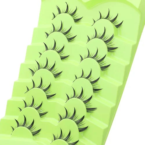 Miniatura 8 de 7 pares de pestañas manga de aspecto natural, pestañas postizas onduladas y puntiagudas de estilo anime, pestañas postizas de cosplay