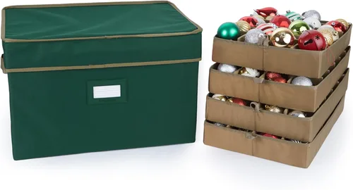 Miniatura 27 de Covermates Keepsakes – Caja de almacenamiento ajustable de 72 piezas – Capacidad para adornos de 4 pulgadas – Resistente – Asas – apilables