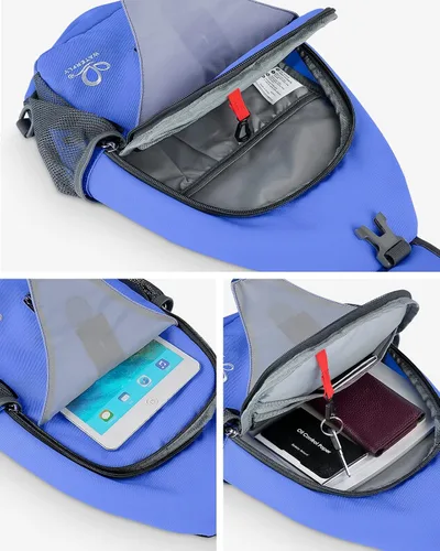 Miniatura 34 de WATERFLY Bolsa pequeña de senderismo: mochila cruzada para el pecho, mochila para hombres y mujeres con correa de hombro agradable a la piel