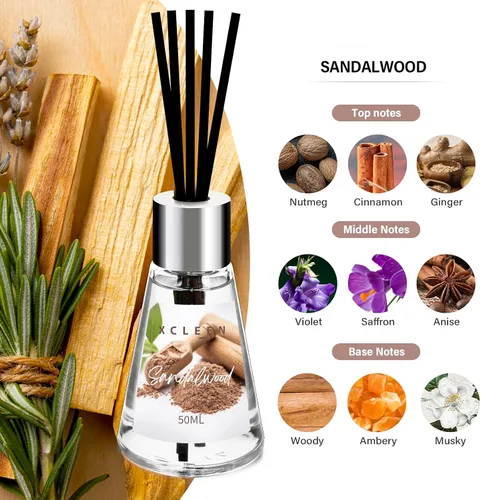 Miniatura 4 de Xcleen juego de difusores de caña de 3 unidades, Escape/Citrus/Sandalwood, difusor perfumado con 15 varillas de fibra, difusor de aceite