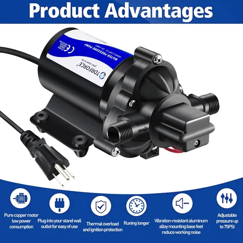 Miniatura 2 de Bomba de circulación de agua dulce de 110 V, bomba de refuerzo de aumento de presión de 4 GPM, bomba de transferencia de 45 PSI, autocebante bajo