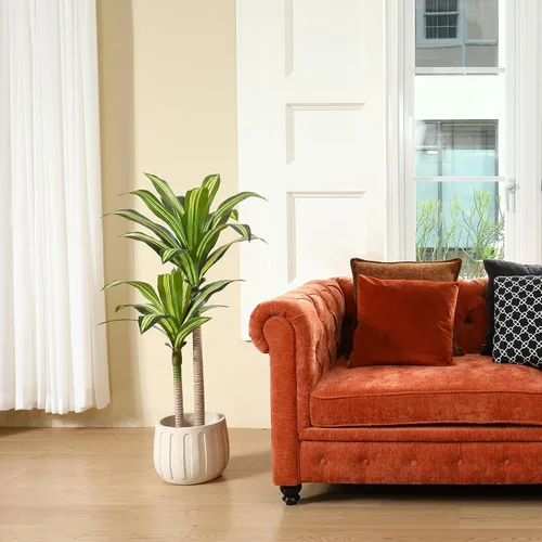 Miniatura 5 de Ferrgoal Plantas artificiales, árbol de Dracaena de 4 pies, plantas de imitación para interiores y exteriores, árbol falso con cesta tejida