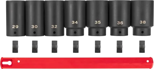Miniatura 2 de TEKTON SID92101 Juego de llaves de impacto de tuerca de eje de 6 puntos de 1/2 pulgada con riel, 7 piezas (1.142-1.496 in) SID92101