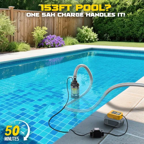Miniatura 7 de Ecarke Bomba de agua sumergible inalámbrica compatible con batería Dewalt de 20 V, bomba de sumidero de alto flujo sin escobillas de 1268 GPH
