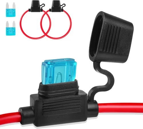 Miniatura 12 de Portafusibles en línea de 12V, paquete de 2, versión extendida 12 AWG, portafusibles de cuchilla impermeable de 13.8 pulgadas, portafusibles