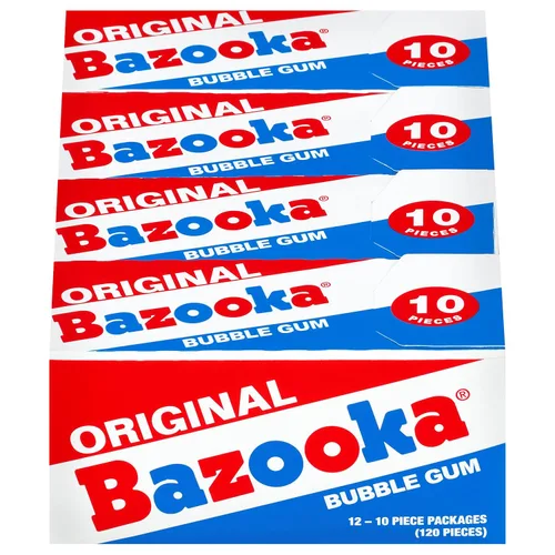 Miniatura 7 de Bazooka Bubble Gum Paquete de Cartera de 10 Piezas (Paquete de 12) Chicle Rosa Envuelto Individualmente en Sabor Original - Dulce Divertido a
